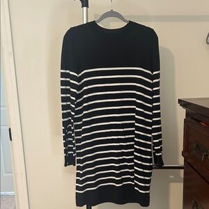 Sézane Navy & White Striped Long Sleeve Sweater Dress